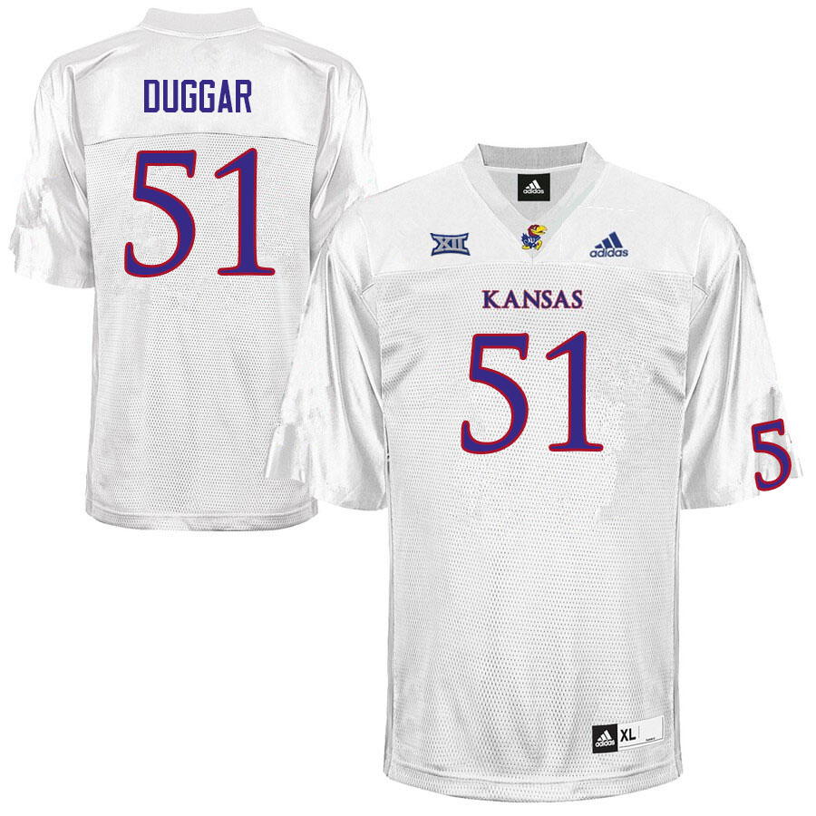 Men #51 Emory Duggar Kansas Jayhawks College Football Jerseys Sale-White